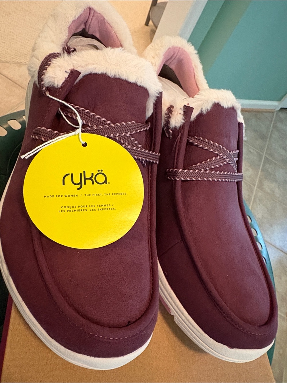 Ryka Plush-Lined Casual Slip-On shoes in Deep Wine 11W